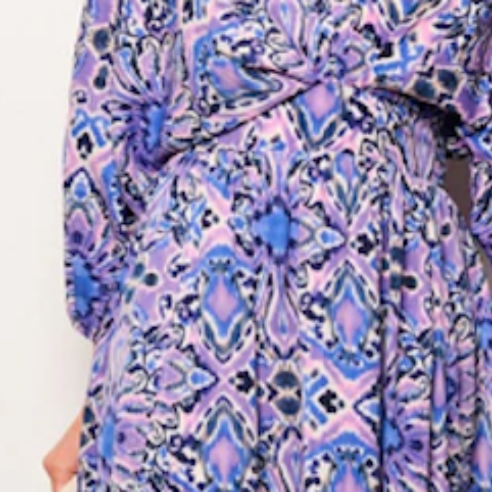 NWT -Purple Smock Waist V-neck Maxi Dress - Picture 3 of 3